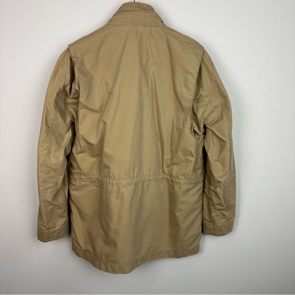 LL Bean Mens Khaki Utility Field Jacket Stowaway Hood 299789 Tan Large Regular - Picture 3 of 9
